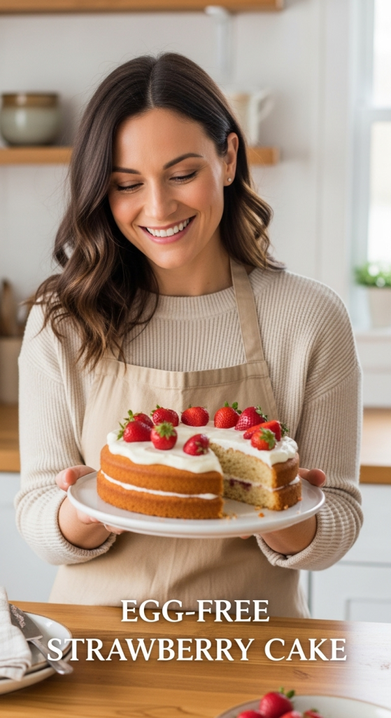Delicious Egg-Free Strawberry Cake Sweetness Without Eggs