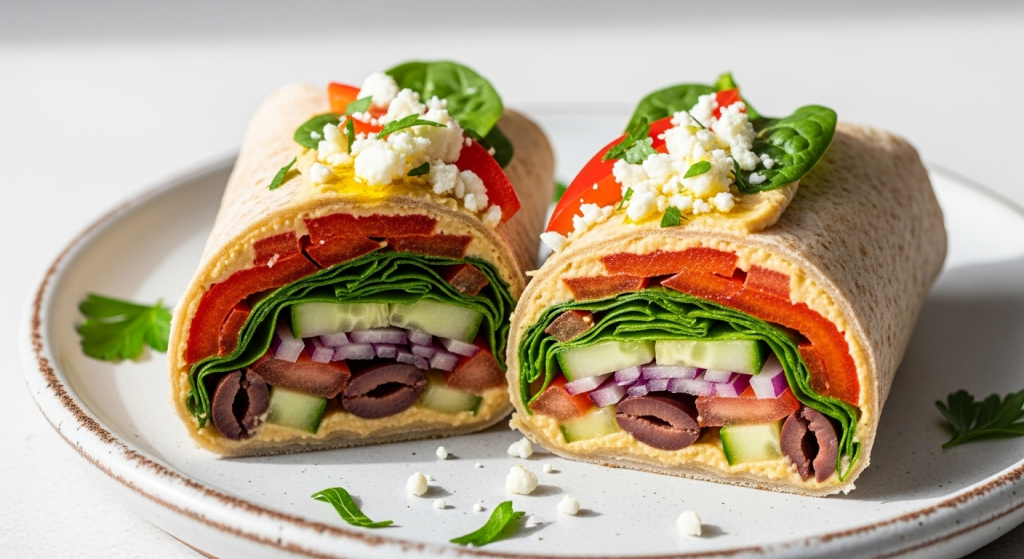 Fresh Mediterranean Veggie & Hummus Wraps: Healthy & Easy