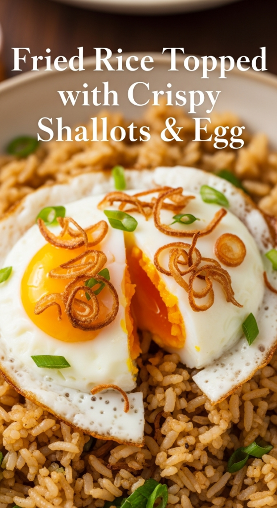 Fried Rice Topped with Crispy Shallots & Egg: Unforgettable Golden Savory