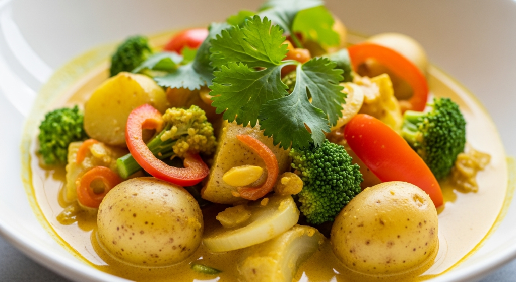 Golden Vegan Thai Yellow Curry with Creamy Potatoes Delight