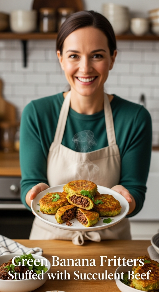 Green Banana Fritters Stuffed with Succulent Beef