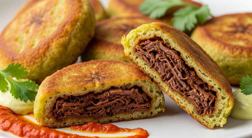 Green Banana Fritters Stuffed with Succulent Beef