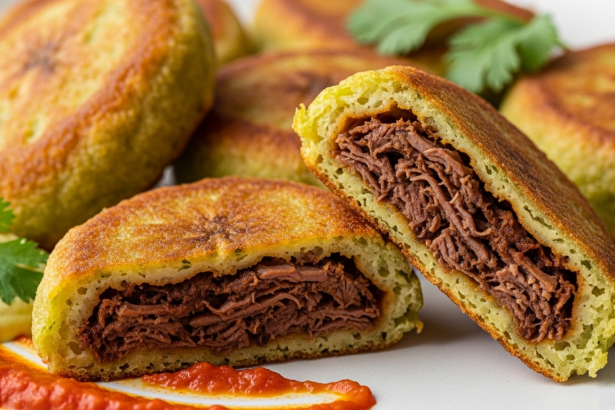 Green Banana Fritters Stuffed with Succulent Beef