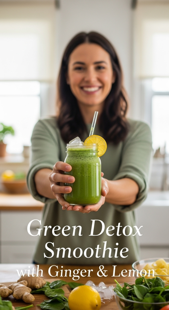 Revitalize Naturally: Green Detox Smoothie with Ginger & Lemon