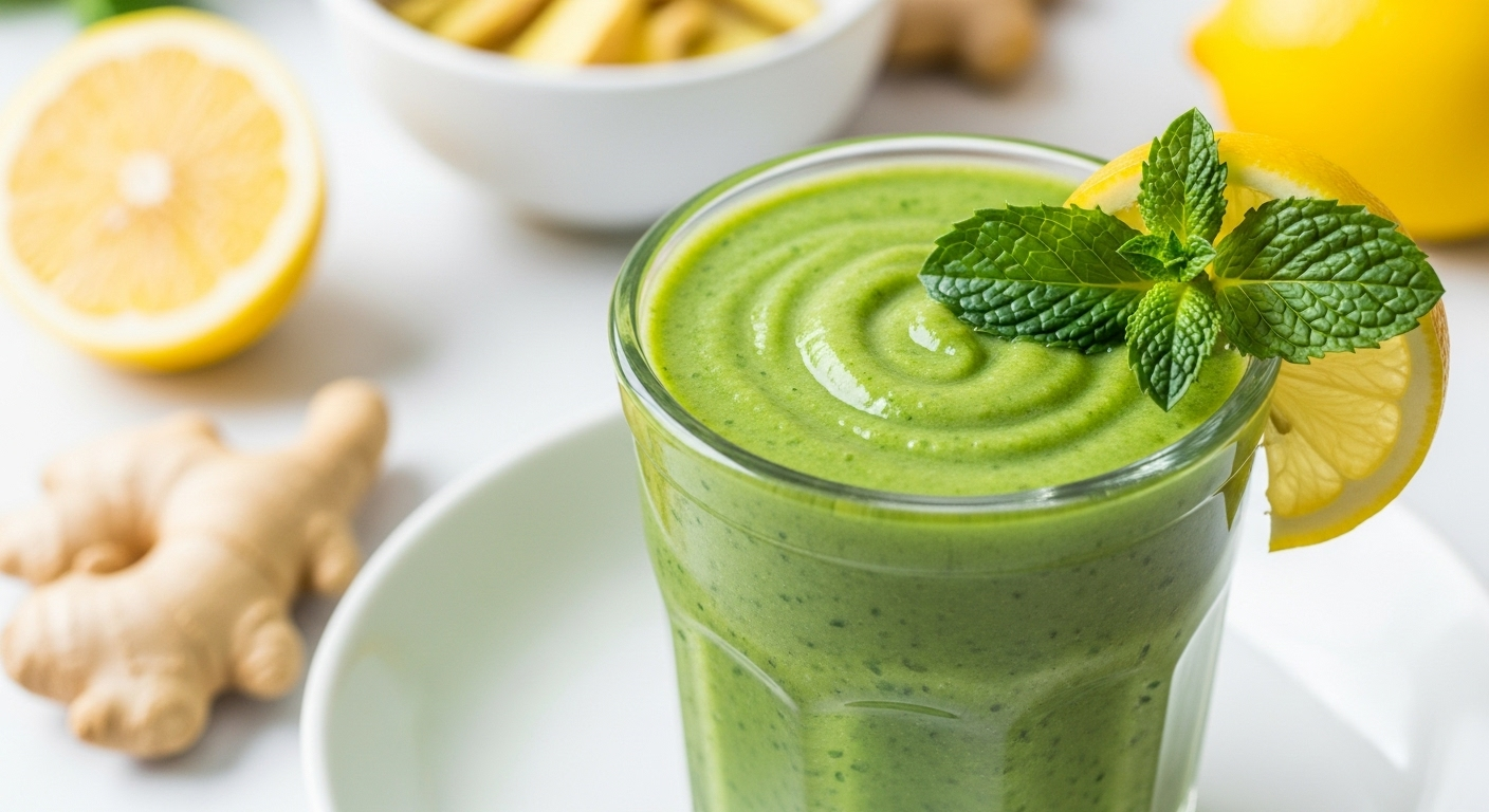 Revitalize Naturally: Green Detox Smoothie with Ginger & Lemon