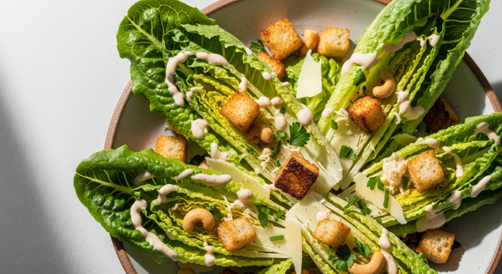 Healthy Vegan Caesar Salad with Creamy Cashew Dressing: Fresh & Flavorful