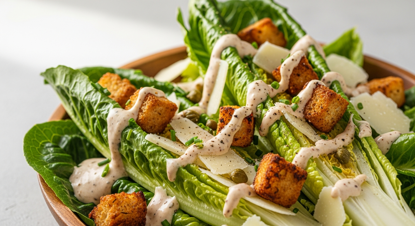 Healthy Vegan Caesar Salad with Creamy Cashew Dressing: Fresh & Flavorful
