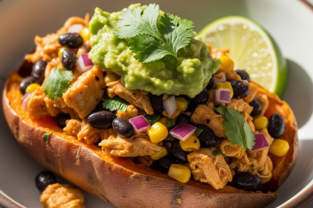 Hearty Simple Chicken & Black Bean Stuffed Sweet Potatoes Recipe