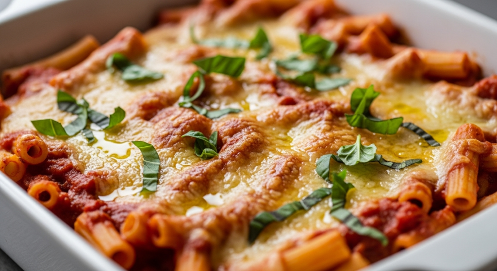 Irresistible Cheesy Vegan Baked Ziti with Zesty Marinara