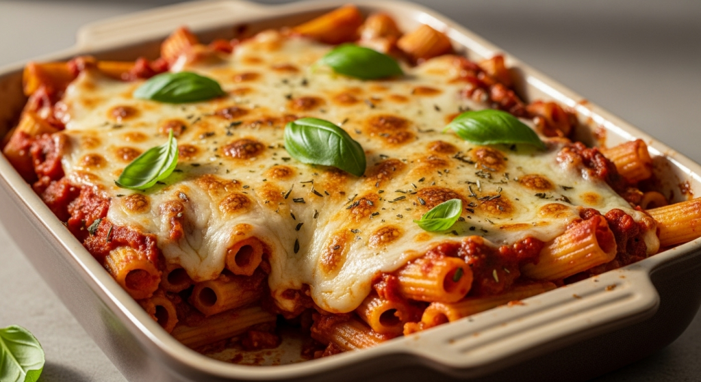Irresistible Cheesy Vegan Baked Ziti with Zesty Marinara