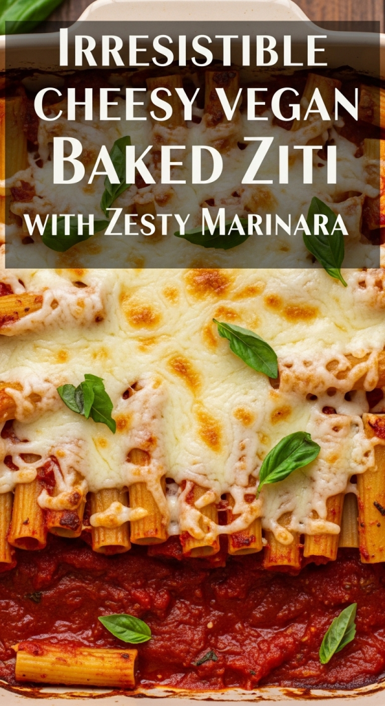 Irresistible Cheesy Vegan Baked Ziti with Zesty Marinara