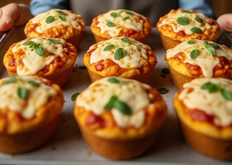 Irresistible Savory Pizza-Style Muffins with Mozzarella & Fresh Herbs