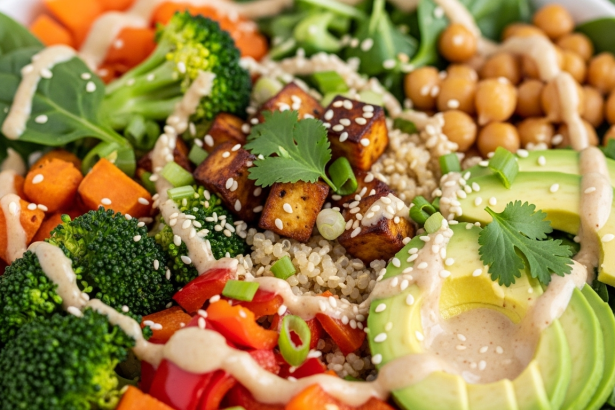 Radiant Vegan Glow Bowls with Zesty Miso-Ginger Dressing