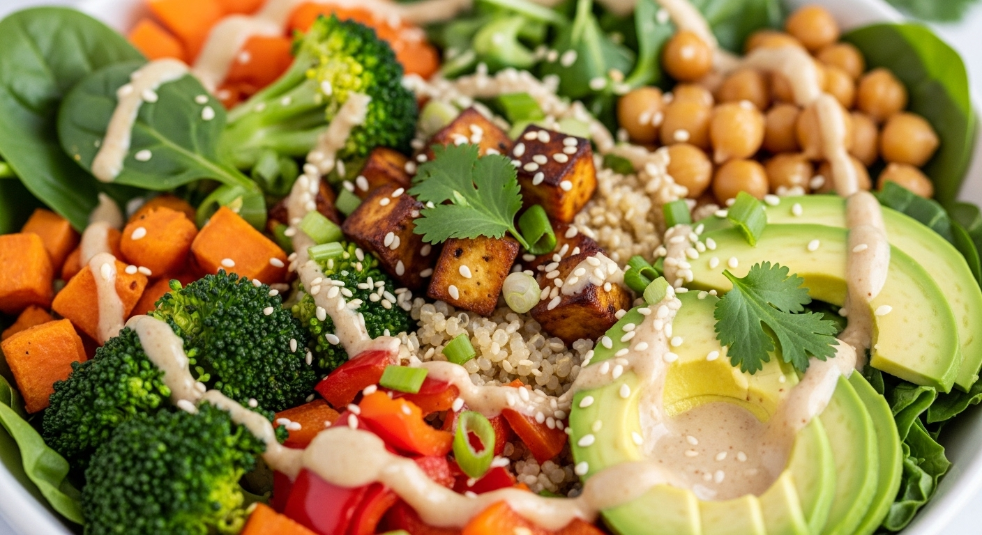 Radiant Vegan Glow Bowls with Zesty Miso-Ginger Dressing