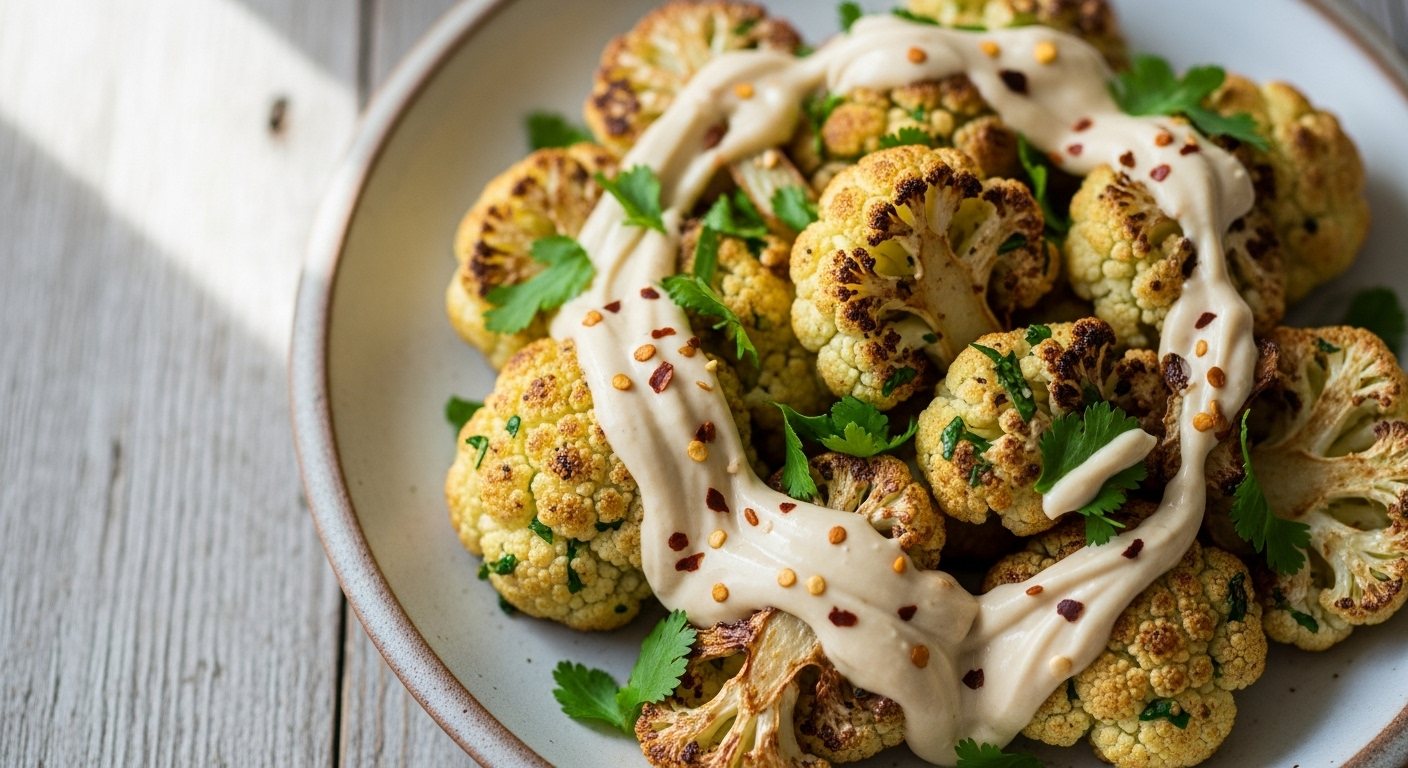 Golden Roasted Cauliflower with Creamy Tahini Drizzle Delight