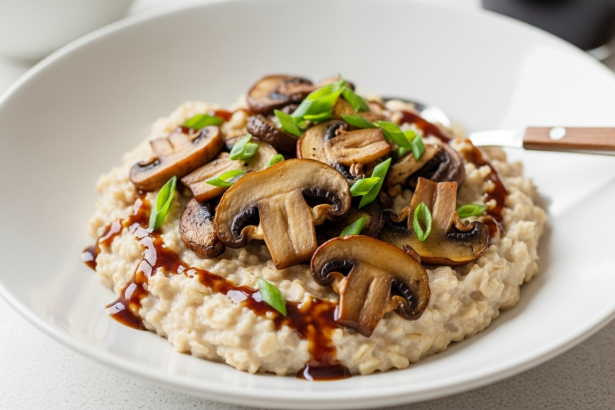 Savory Oatmeal with Mushrooms & Soy Sauce: Umami Delight