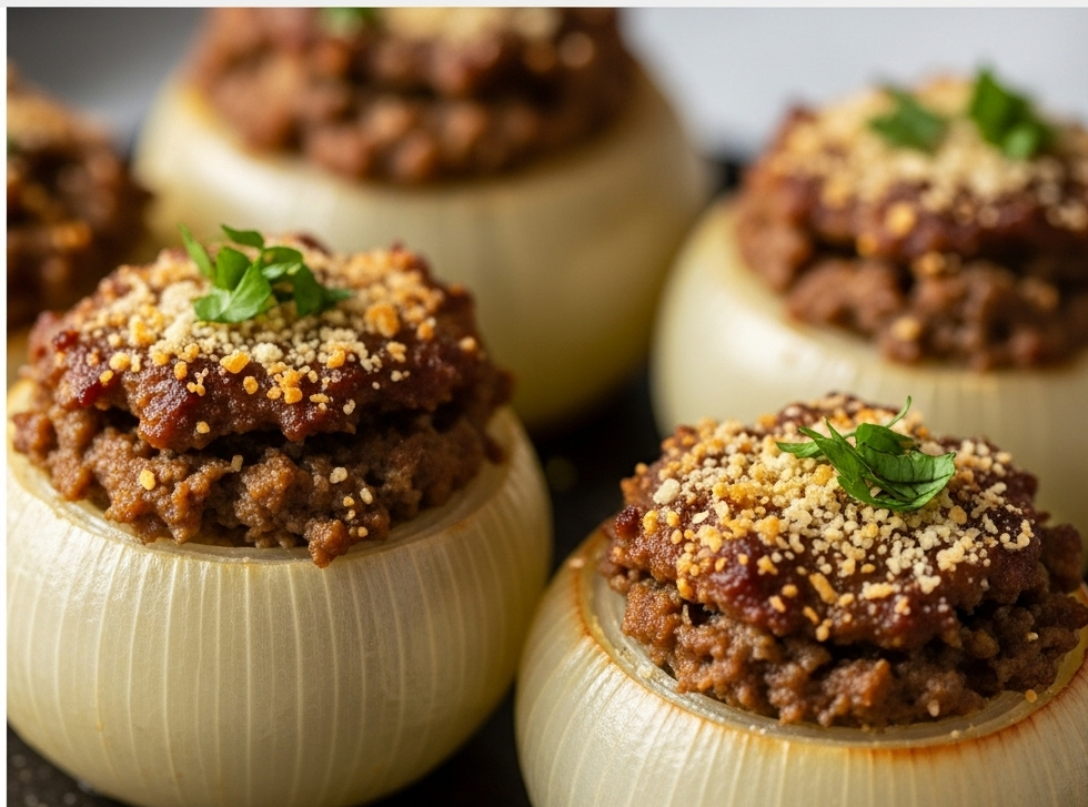 Savory Stuffed Onions: Ground Meat and Spice Delight