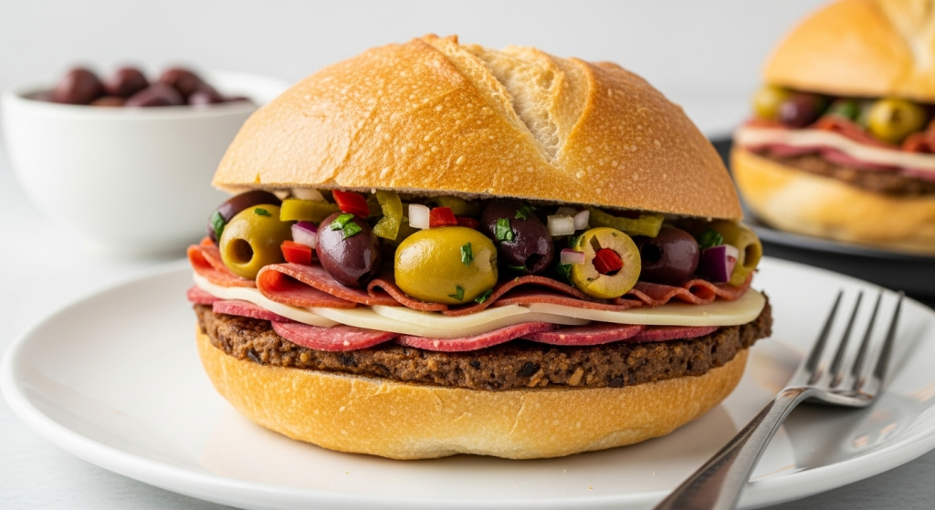 Discover the Vibrant Vegan Muffuletta with Olive Salad Flair