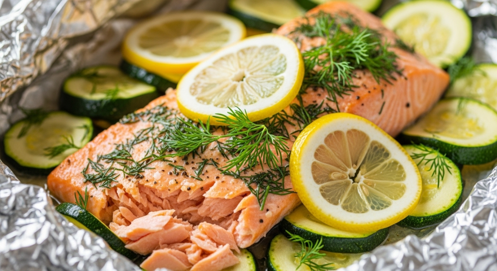 Zesty Foil-Packet Lemon Dill Salmon with Tender Zucchini