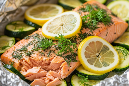 Zesty Foil-Packet Lemon Dill Salmon with Tender Zucchini