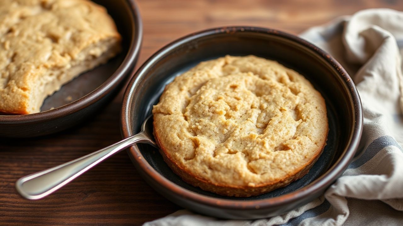 ملعقة دافئة من خبز السوبنبريد بالحنطة السوداء مع جبن كريمي طري، منظر شهّي.