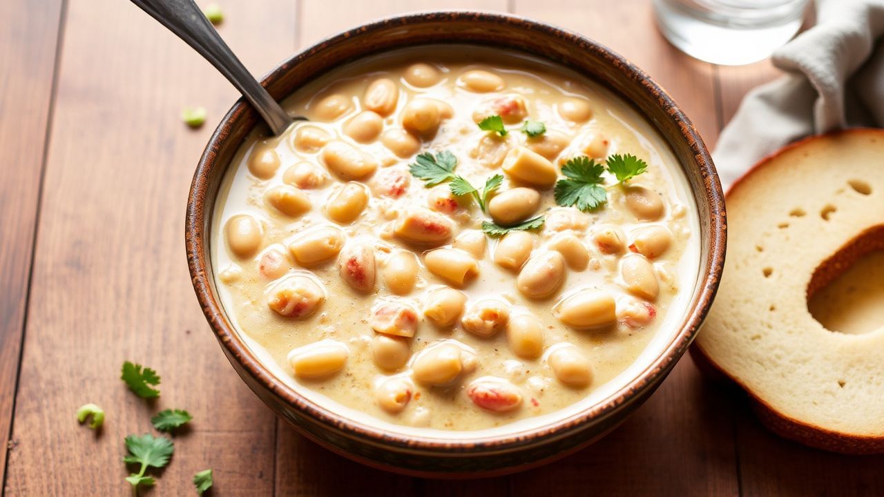 وعاء دجاج أبيض كريمي حار مع بطاطس وفاصوليا، وجبة مريحة “Creamy Comfort”