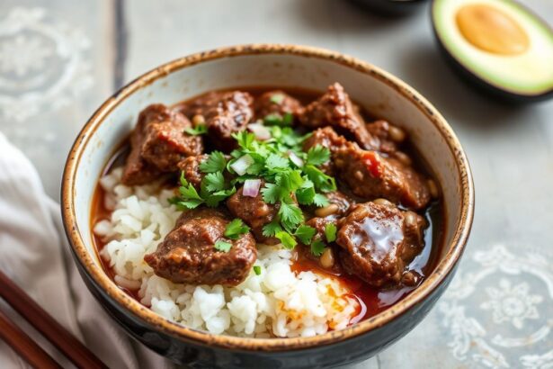 وعاء رز ولحم بقري مع صوص حلو مميز يضيف لمسة سحرية على النكهة