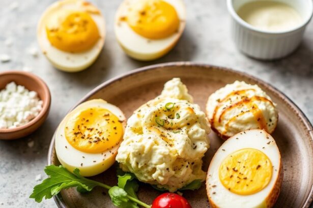 سلطة بيض وجبن قريش غنية بالبروتين بدون مايونيز، مع طعم منعش وكريمي.