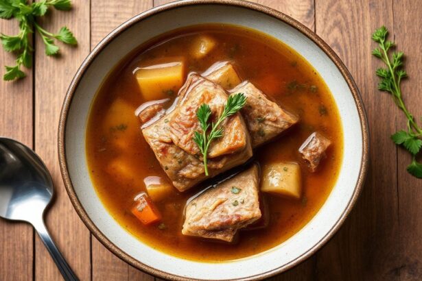 حساء مرق دجاج بالأعشاب شهي يبعث الدفء بنكهات الشفاء في وعاء ساخن