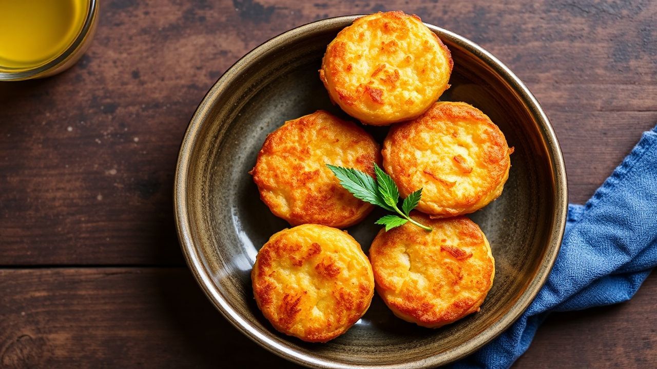 بطاقات البطاطس الكريسبي الشهيرة Llapingachos الإكوادورية، بطبقة ذهبية مقرمشة وداخل طري.