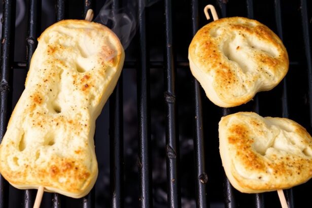 Grilled bread on a stick, golden and fragrant, savoring flavor with every bite
