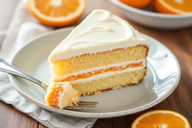 كعكة كريمسيل برتقالية زِستية، بنكهة حمضيات كريمية ومظهر فاتح يبهج كل لقمة