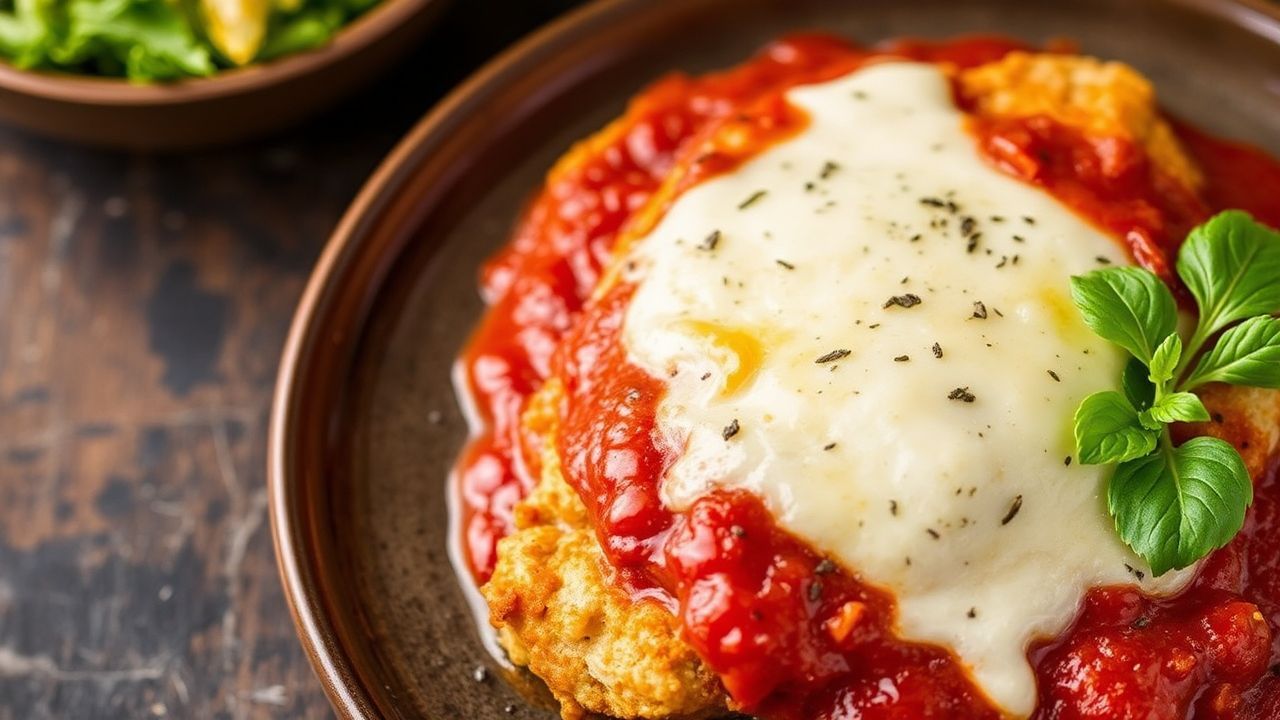 دجاج بارميزان كيتو مقرمش منخفض الكربوهيدرات على طريقة إيطالية شهية