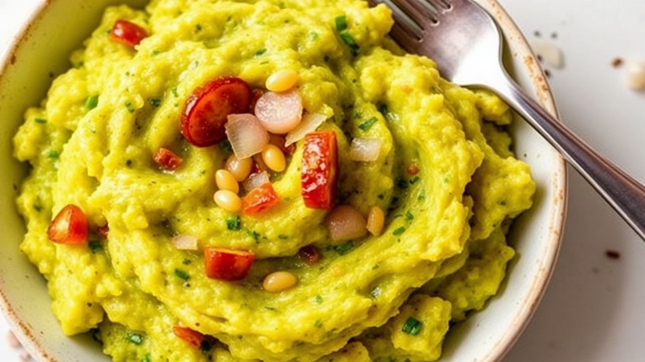 طبق دومينيكاني سحري من المانغو: هريس الموز الخضري مع البصل، جاهز للتقديم