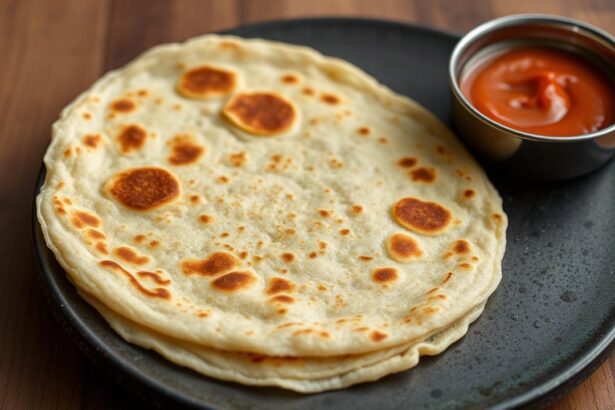 Roti canai طبقات مقرمشة ومطحونة، مشوية على صينية ساخنة، تبرز فن الطهي المتقن