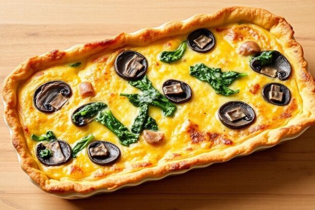 كلمات مفتاحية: ''. صورة كيش كريمي خالٍ من القشرة بالجبن القريش والسبانخ والفطر