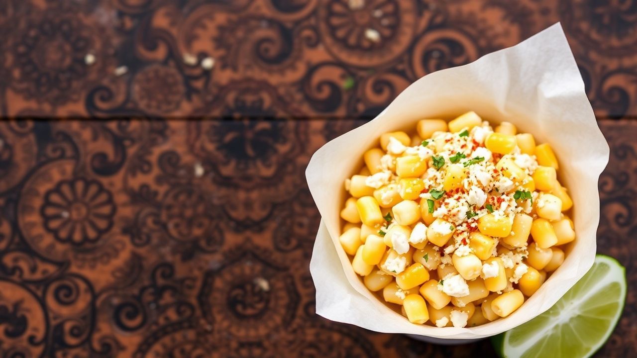 إسكويتس صحي وبسيط: ذرة شارع مع ليمون وجبن في كوب، نكهة زيزية ولذيذة