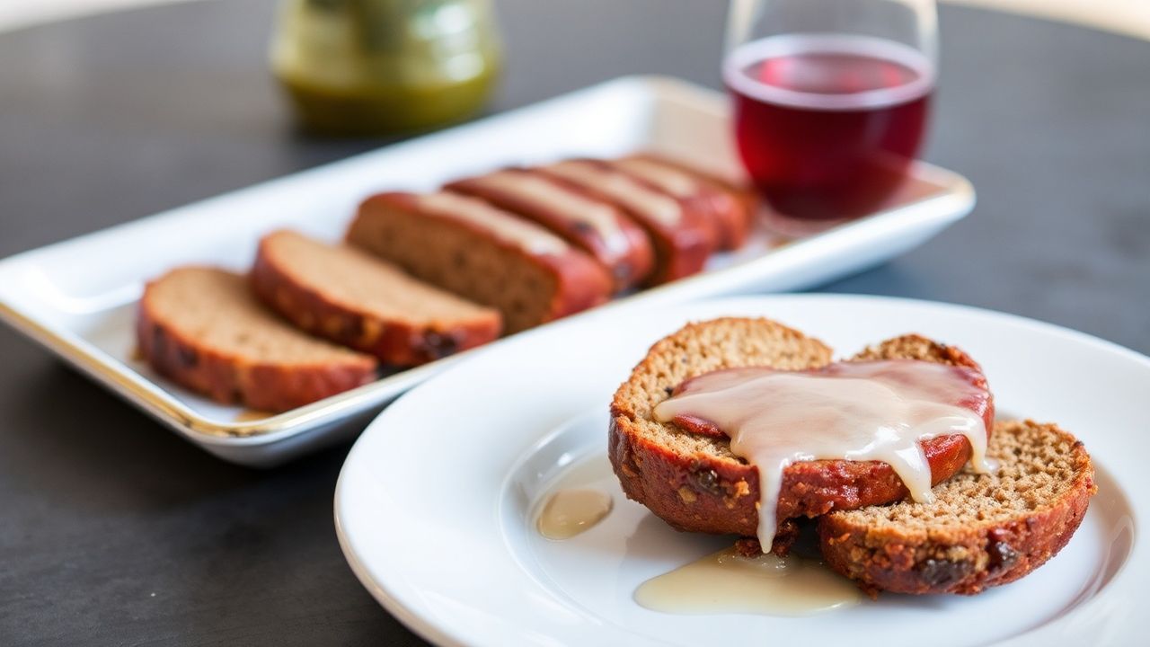 لقصيدة سحرية كيتو: رغيف لحم مالح مع طلاء سكر-صفراء لامع وشهي