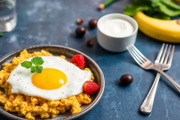 وعاء زبادي يوناني مع بيض مخفوق، فطور قوي يمنح طاقة صباحية لا تُقاوَم