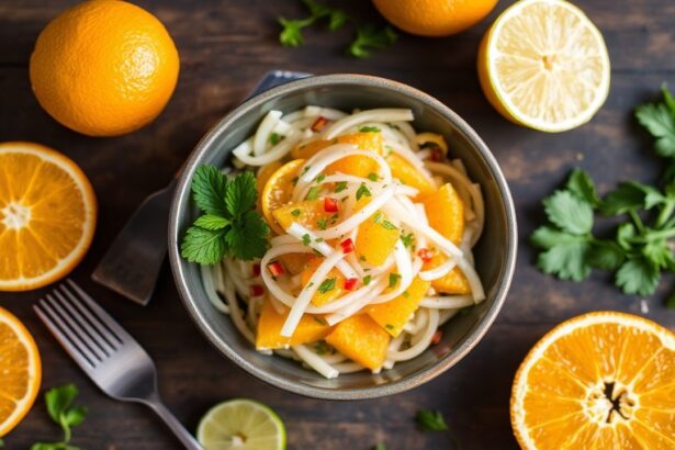 سلطة جicama والبرتقال المنعشة بنكهة حارة بنمط ليمون وفلفل، زِست irresistible.