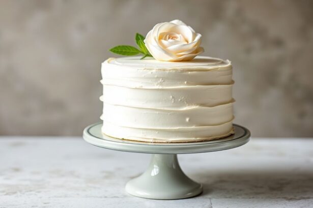 كعك أبيض خالٍ من الغلوتين، مثالي لزفاف رائع مع زينة أنيقة.