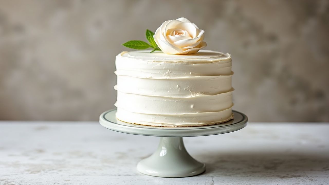 كعك أبيض خالٍ من الغلوتين، مثالي لزفاف رائع مع زينة أنيقة.