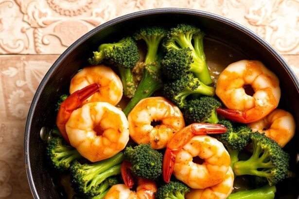 طبق سهل من الجمبري والبركلي بصلصة زبدة الثوم في وعاء واحد، نكهة شهية وسريعة.