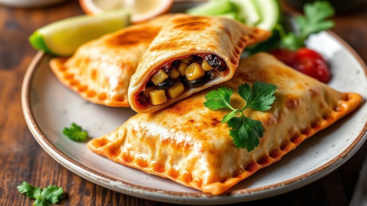 صورة فطائر إمباناداس بالحبوب السوداء والذرة الذهبية، تقدمها الشهية لنكهة غنية.