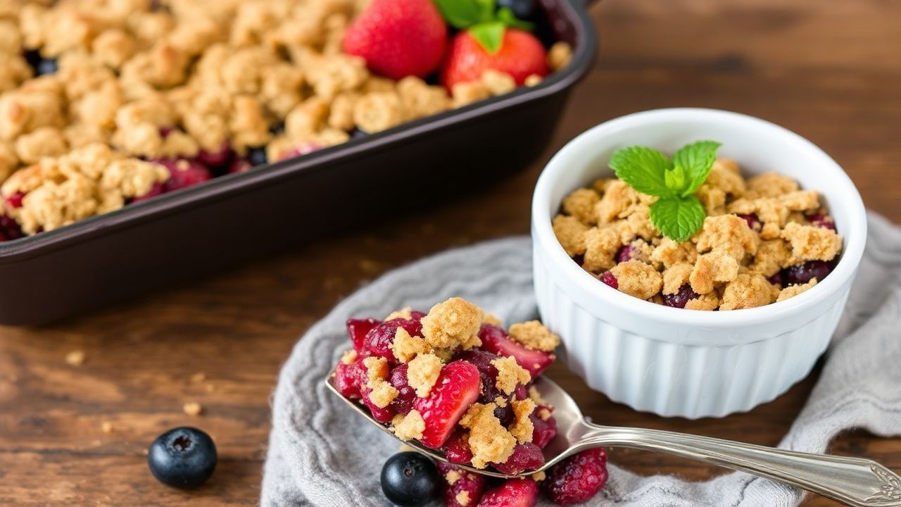 توتٌ طريّ مع فتات دقيق شوفان حلو ولذيذ آمن لمرضى السكري، كريسب جميل.