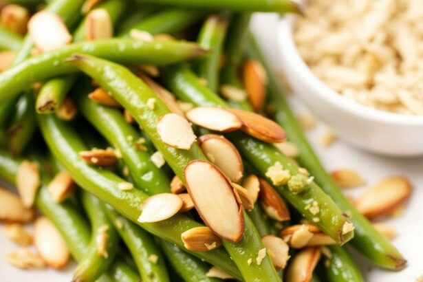 فاصوليا خضراء مقرمشة مع ثوم وطحين لوز متبل ومقلي، متعة شهية على الطريقة المقلية