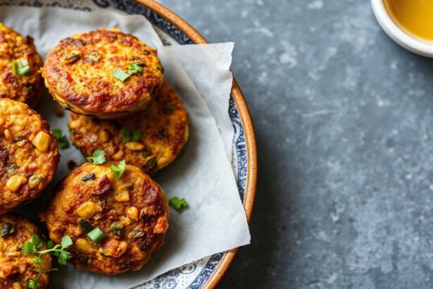 فطائر عدس وخضار مقرمشة مع خضار مشكلة ولون ذهبي، إضافة نكهة صحية للغاية