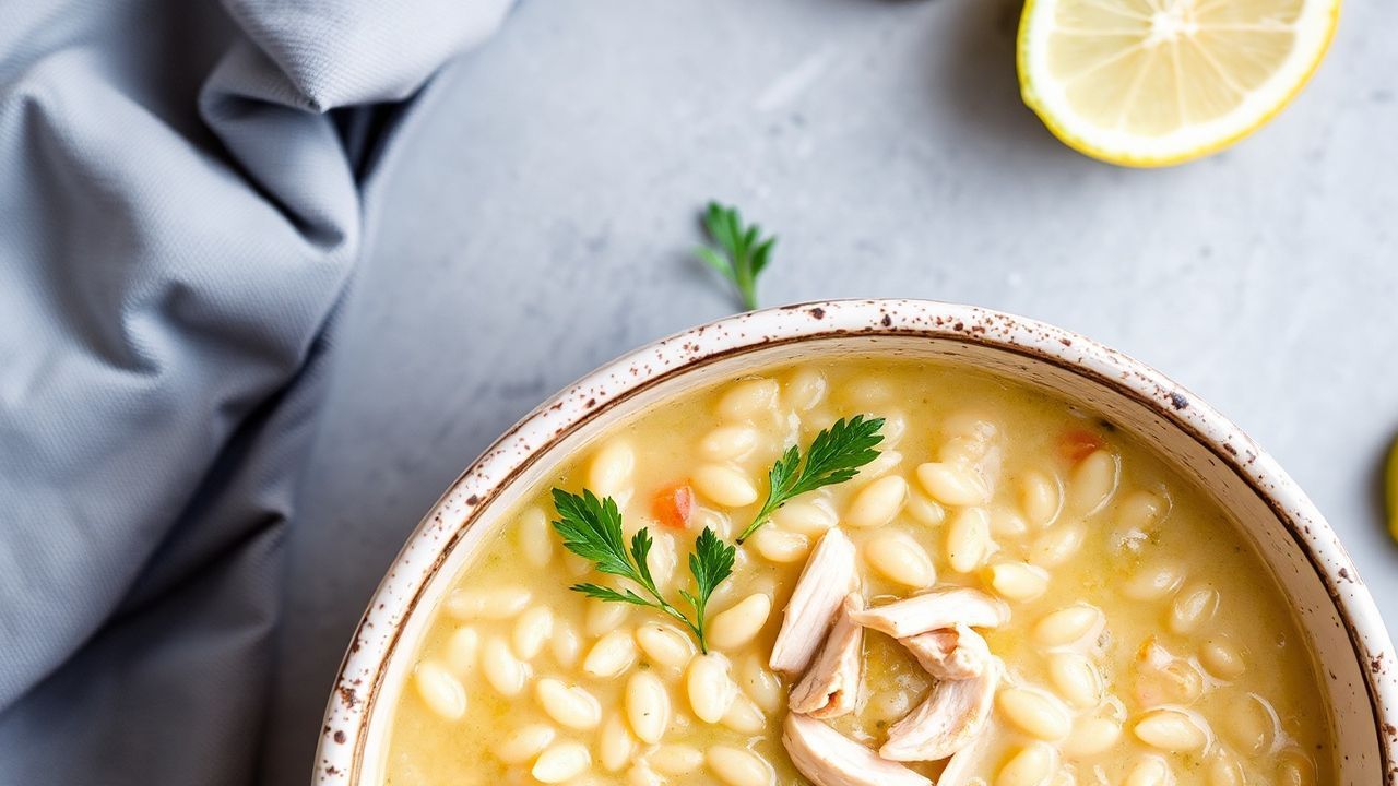 Creamy lemon chicken soup with orzo, bright herbs, and a spoonful of velvety comfort.