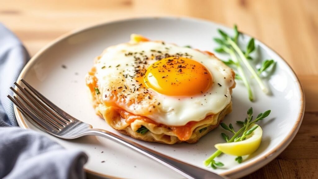 Egg bake with smoked salmon served warm with herbs