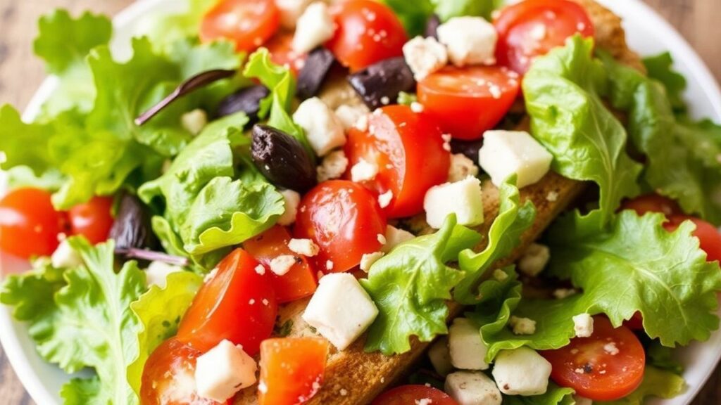 سلطة ساندويتش إيطالي مقطع مع طبقات لذيذة، لمسة مثالية على الساندويتشات الكلاسيكية